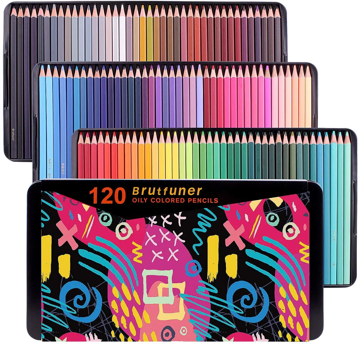 Brutfuner 120 Colors Square Barrels Pastel Colored Pencil Coloring Oily
