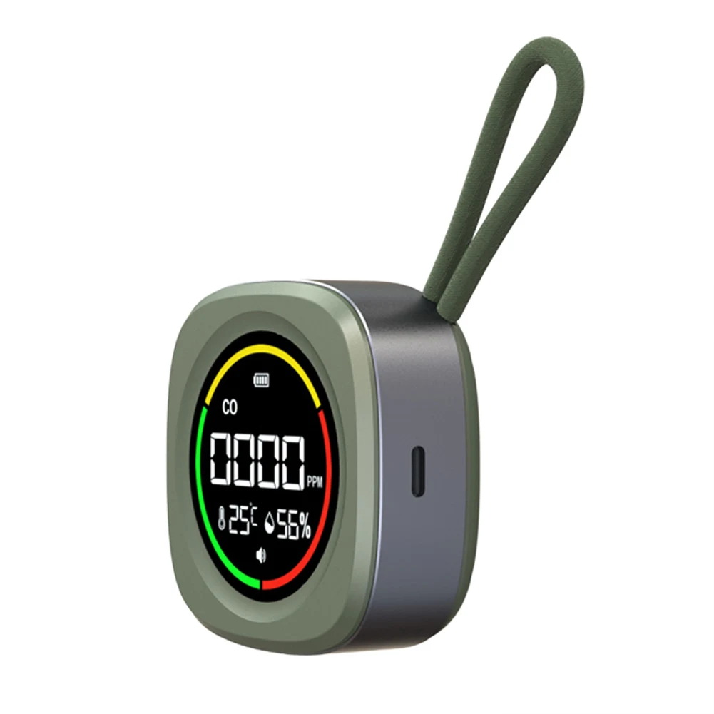 3 In 1 Carbon Monoxide Detector Rechargeable CO Air Quality Monitor CO Temperature Humidity Detector for Outdoor Camping RV Car