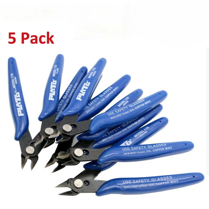 

5-piece Platon Model 170 5-inch Small Wire Pliers Flush Diagonal Side Cutter Pliers