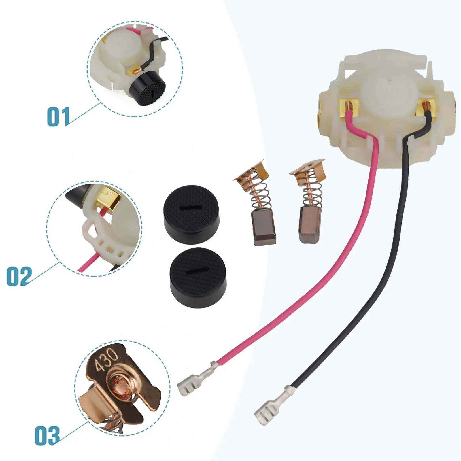 

Replacement Carbon Brush+Brush Holder+Cap Kit For BGA450 BGA452 BJS160 Herramientas Ferramentas Garden Navaja