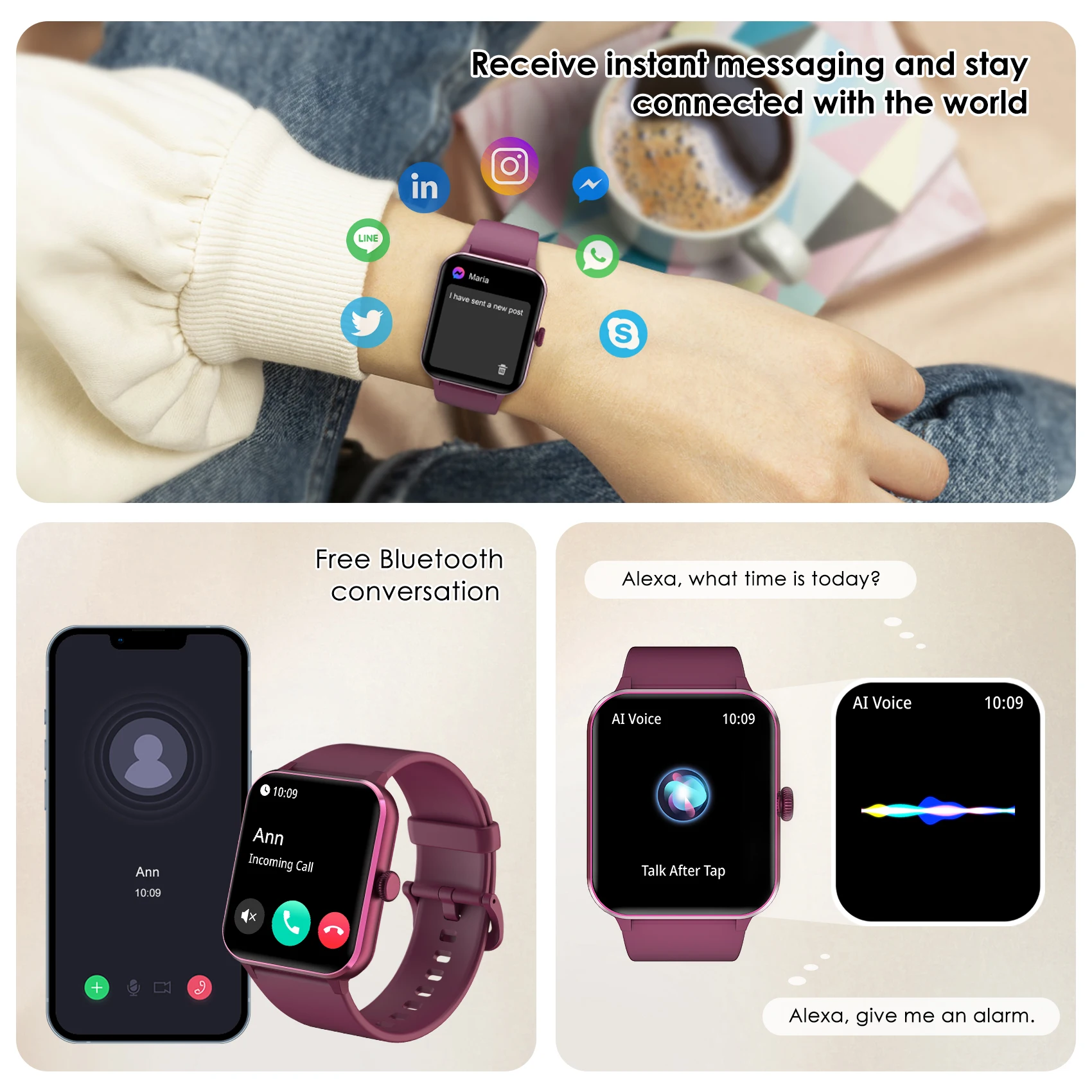 Baolubao New Smartwatch Answer/Dial Message Reminder 1.85'' HD Touch Sports Watch Health and Fitness Tracking