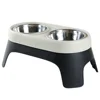 Elevated Pet Bowl Anti Knock Stainless Steel Food Cat Dog Feeding Bowls Double Bowl High Foot Leak Proof Pet Feeder Accessories 1