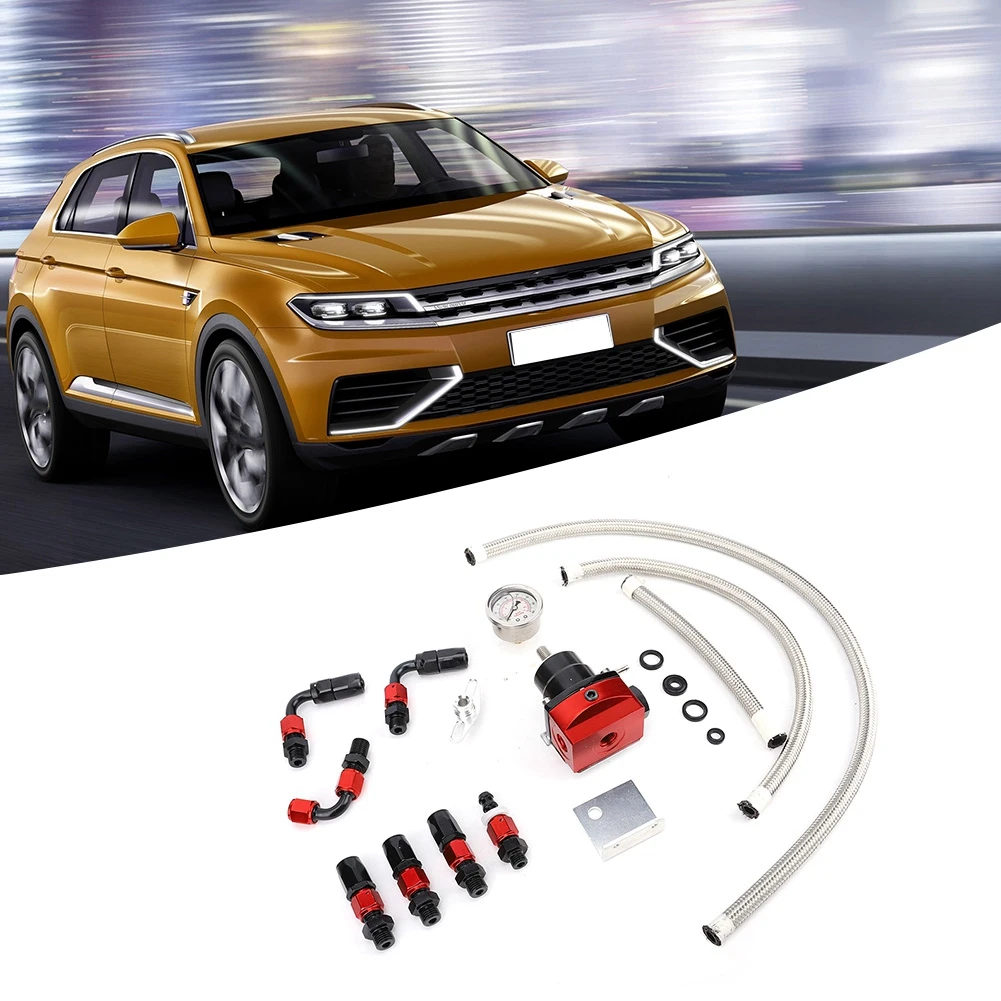 Universal Car Fuel Pressure Regulator Kit Fuel Pressure Regulator 0-100psi Liquid Filled Gauge
