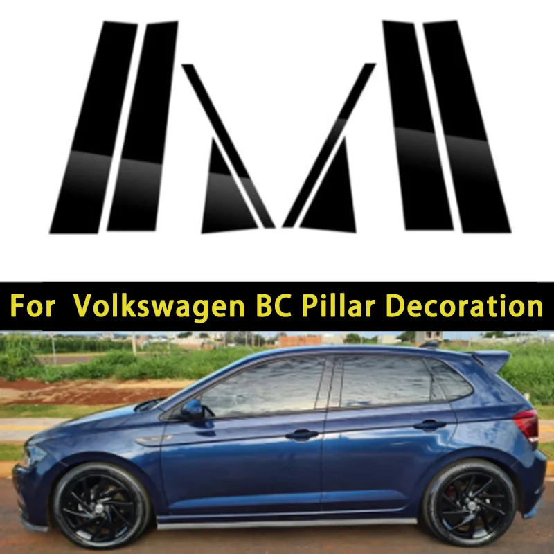 

For volkswagen 2019-2022 VW Polo 8pcs Car BC Pillar Middle Central Column PC Window Trim Decoration Protection Stickers