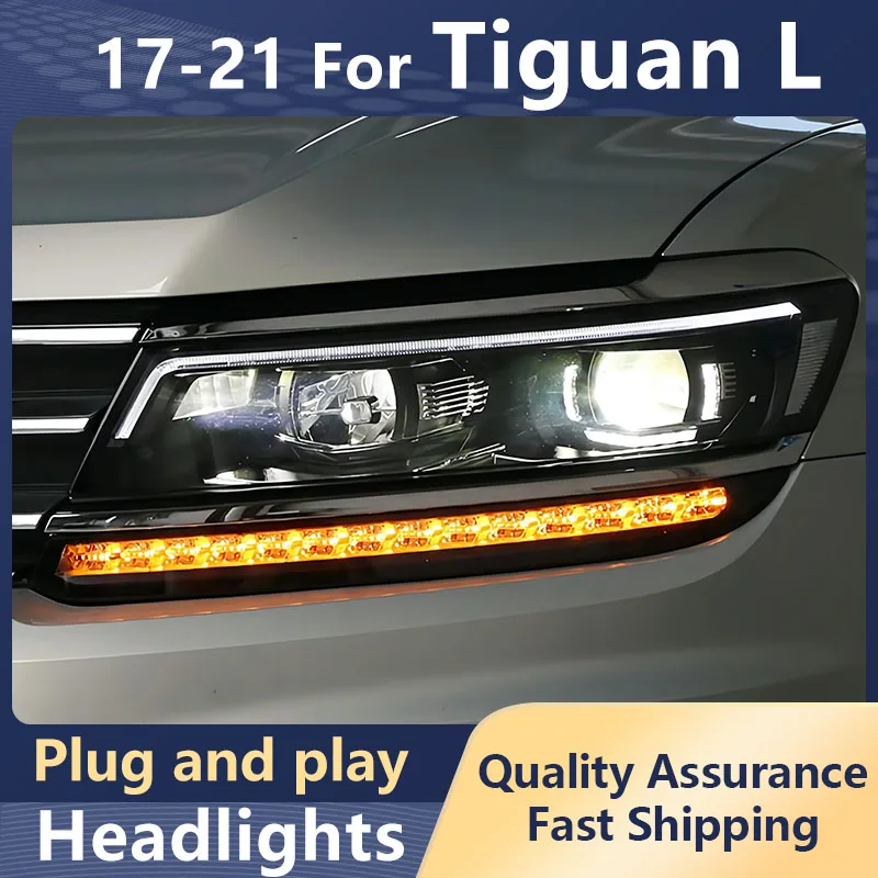 

Автостайлинг фары для VW Tiguan L 2017-2021 светодиодный DRL динамический сигнал поворота Биксеноновая линза проектор головка Lemps автомобильные аксессуары