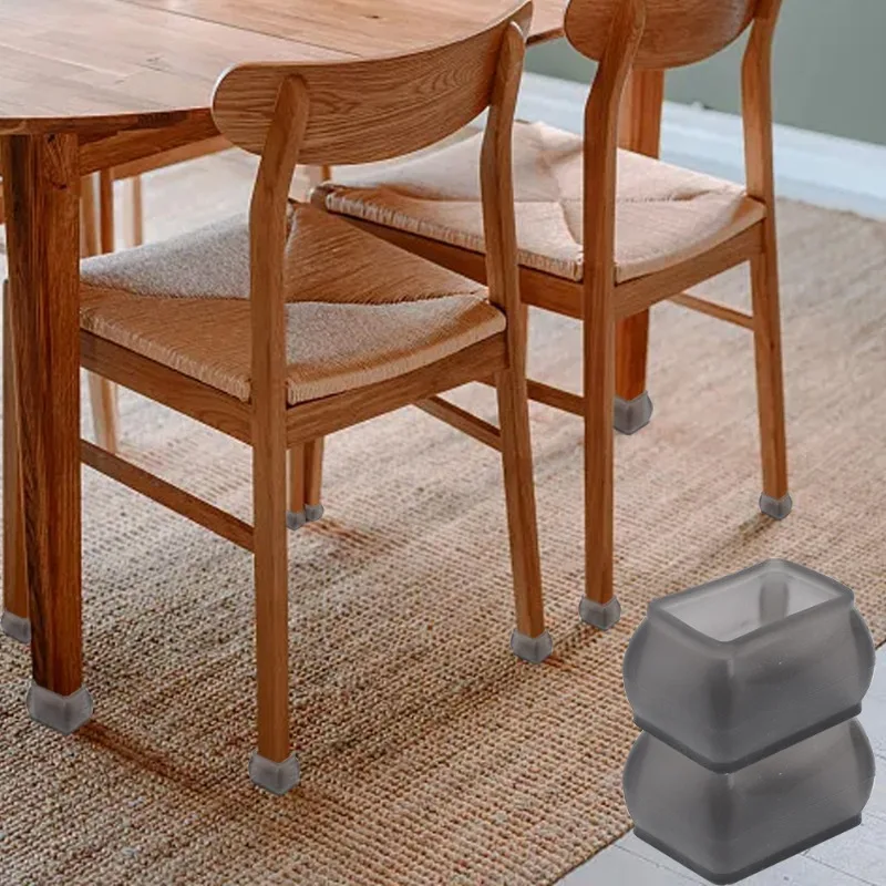 Silicone Chair Leg Cups Floor Anti Scratch Protector with Felt Bar Chair Leg Furniture Foot Protection Cover Home Decor 24/1PCS