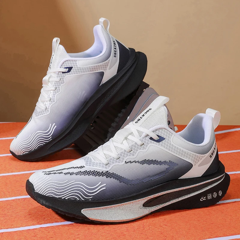 Unisex Ultra-Light Professional Marathon Running Shoes with Carbon Plate Shock Absorption Training Sneakers, Breathable Low-Top Design with Fluorescent Upper, Cushioning and Wear-Resistant Sole Suitable for All-Season Training, Gym, Track and Field, and Daily Sports Occasions, Minimalist Style