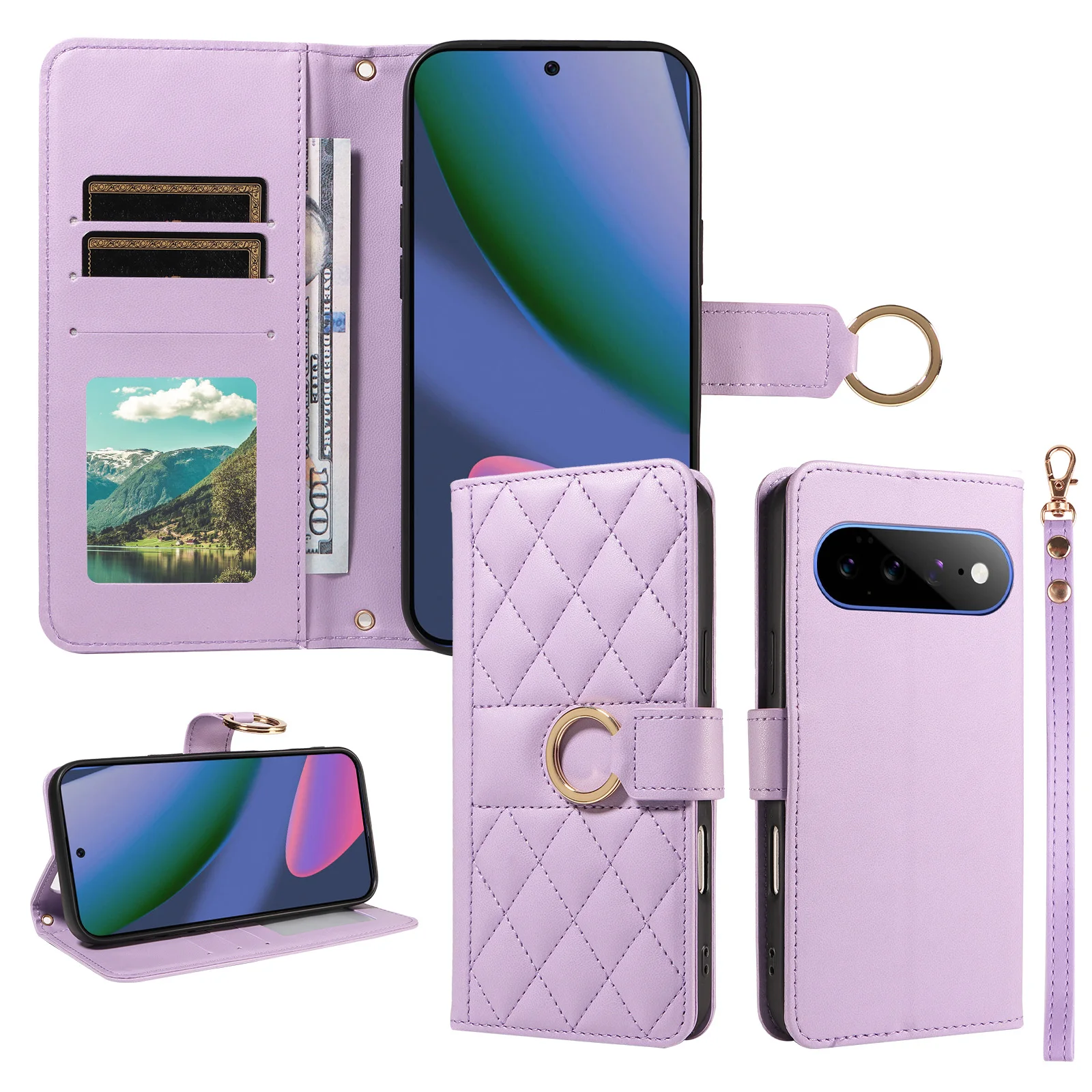 Premium Flip Cover Faux Leather Protective Case with Card Slot and Anti-Fall Design