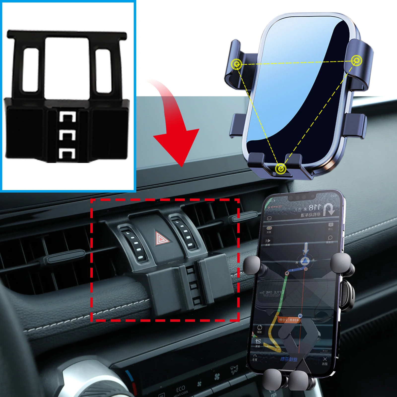 Toyota RAV4 용 자동차 휴대 전화 홀더 2019 2020 2021 2022 2023 2024 RAV 4 XA50 하이브리드 GPS 브래킷 네비게이션 스탠드 자동
