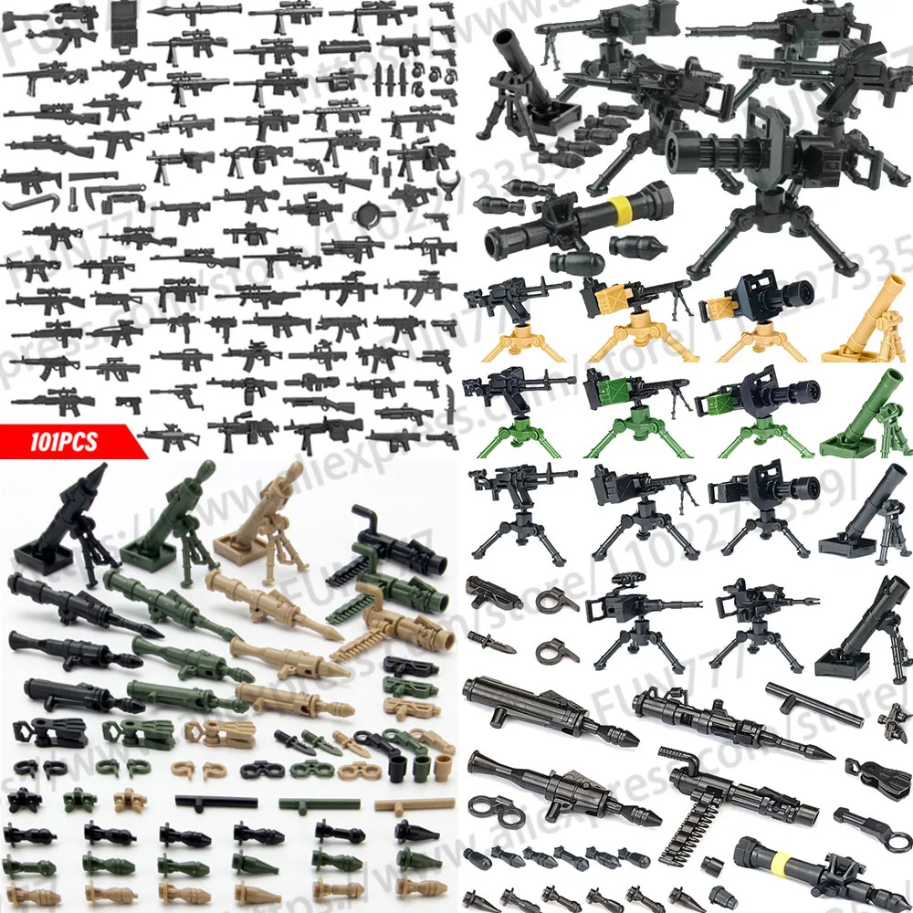 WW2 Military Weapons Figures Building Blocks Toys German British Soviet Army Machine Gun Mortar Thomas Rifles 98K K067