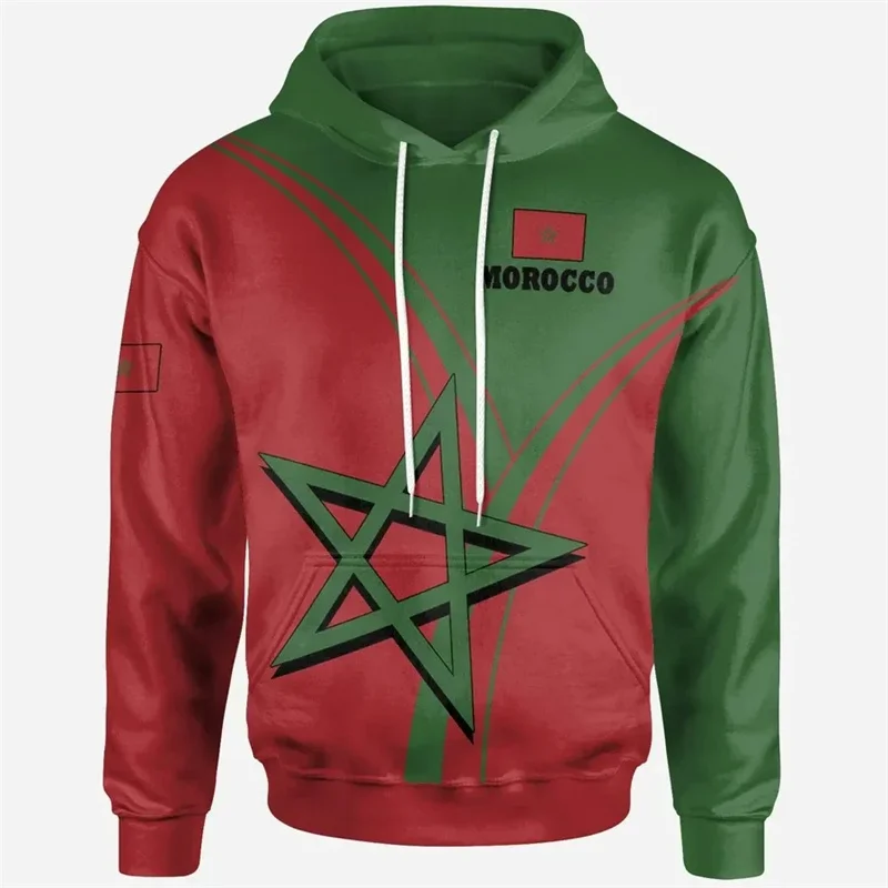 

3D National Flag Of Morocco Emblem Print Hoodies For Men Kid Fashion Streetwear Hooded Hoody Men Army Veteran Pullover Clothing