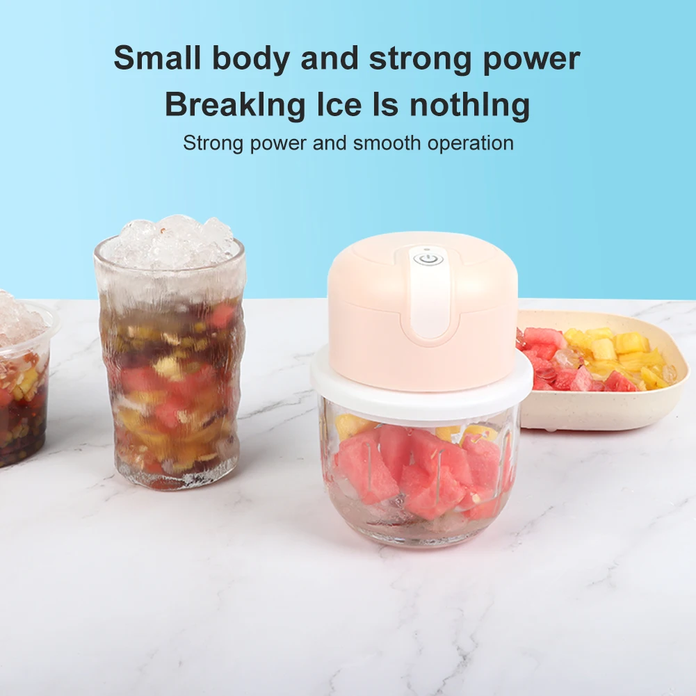 Electric Ice Crusher Mini Garlic Chopper Food Processor USB Rechargeable 300ml Glass Bowl with Lid for Ice Garlic Pepper Chilli garlic chopper