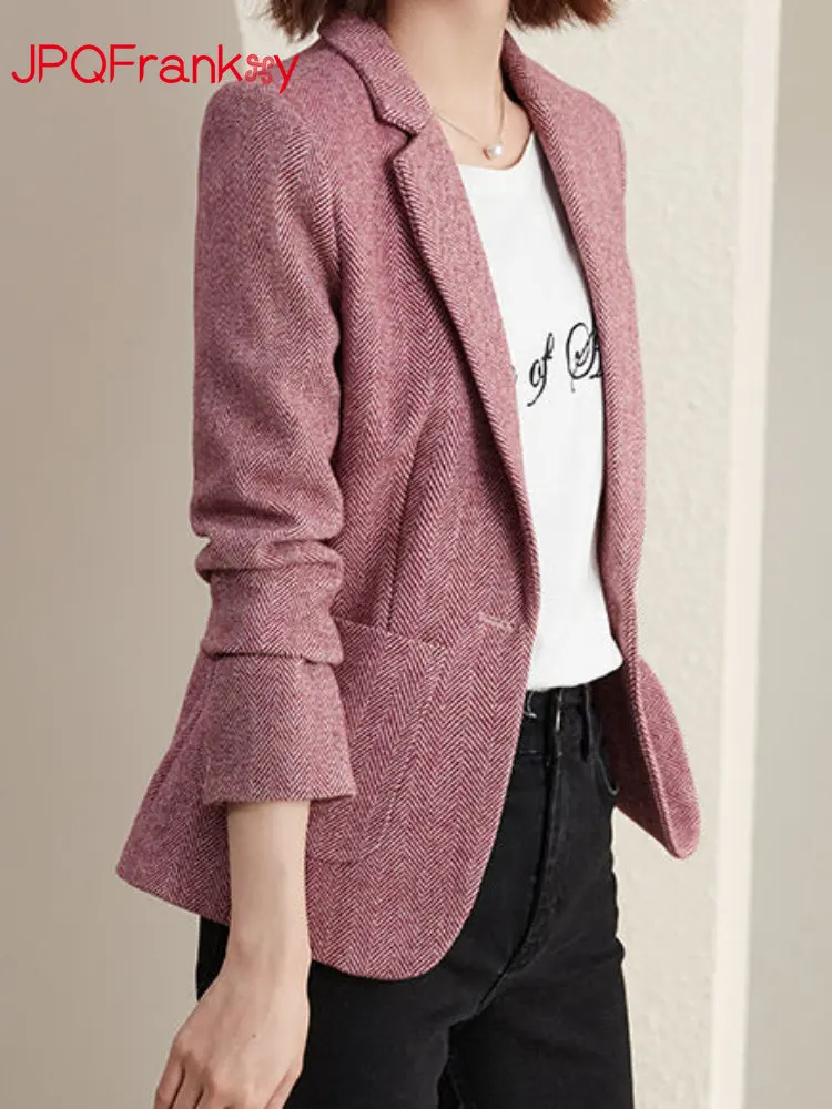 Wool Woolen Suit Jacket Womens Spring Autumn 2024 New Slim Short Leisure Commuter Jacket Women Blazer Women Blazers and Jackets