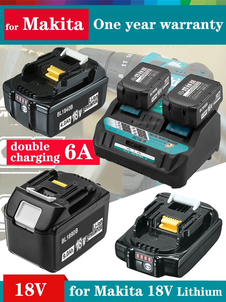 CHARGEUR DOUBLE EMPLACEMENTS POUR BATTERIES MAKITA 14.4V - 18V