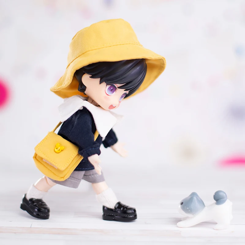 Ob11 Doll Handmade Clothes Kindergarten School Uniform Suit With Yellow Hat Bag Shirt Shorts or Skirt For Obitsu11, GSC, Molly 4