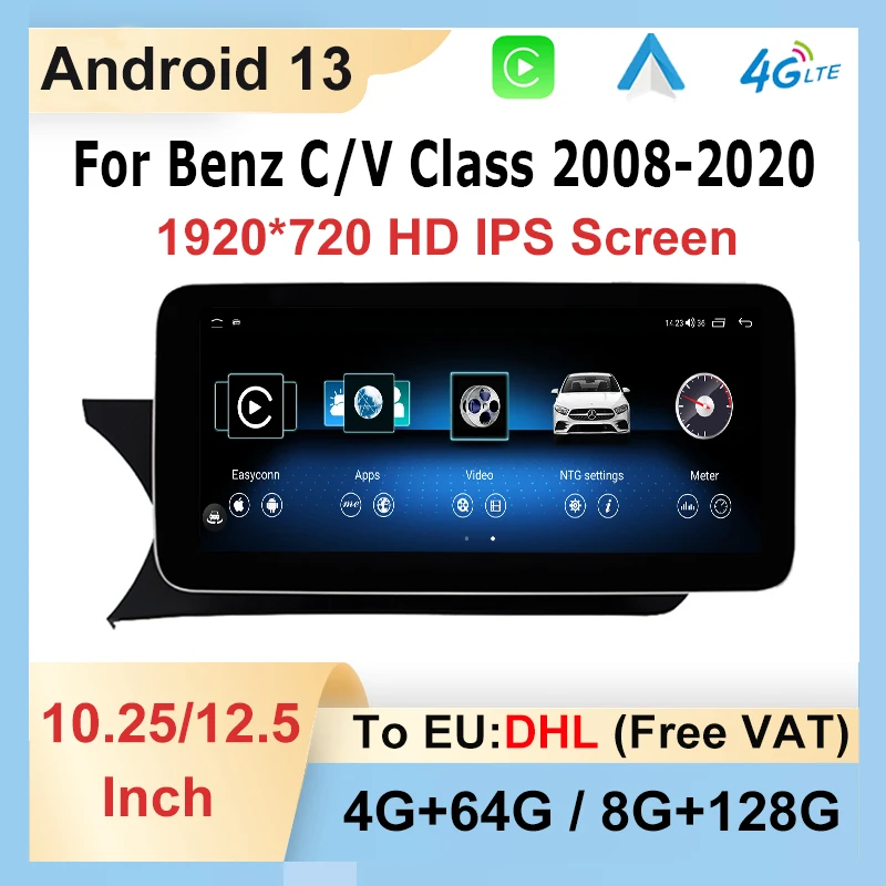 

Android 13 Car Radio For Mercedes-Benz C-Class W205 GLC-Class X253 V-Class W446 Stereo Carplay Auto Multimedia Player IPS Screen