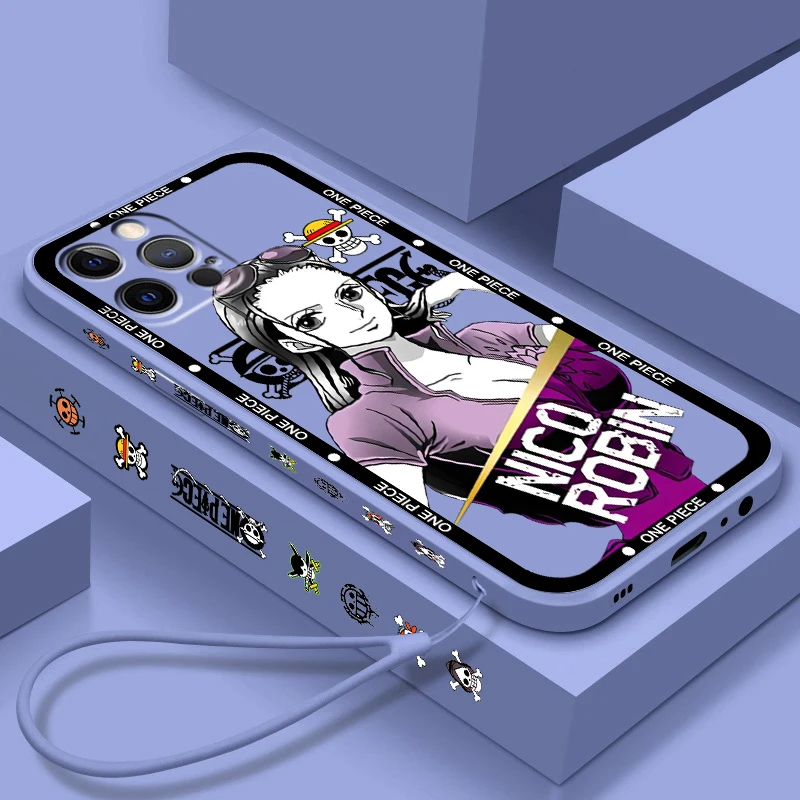 Funda de teléfono One Piece Robin Sanji Cool Liquid Left Rope para Apple iPhone 15 14 13 12 11 XS XR X 8 7 SE Pro Max Plus Mini