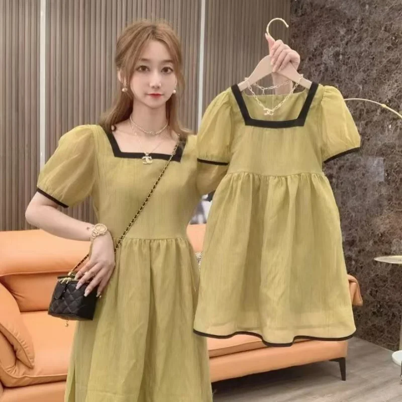 

Mother and Daughter Equal Dress Mummy and Me Matching Princess Dresses for Women Summer New Korean Baby Girl Clothes