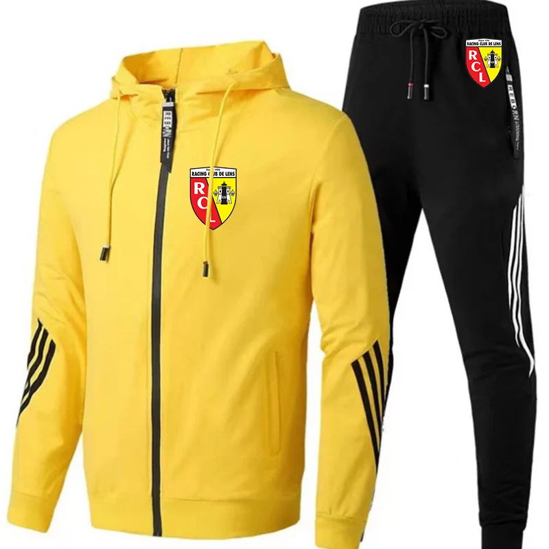 Ensemble décontracté imprimé Euro Club Rc Lens pour hommes, survêtements Sportedly, sweats à capuche et pantalons, Hip Hop Street Aadt, printemps, automne, nouveau, 2 pièces