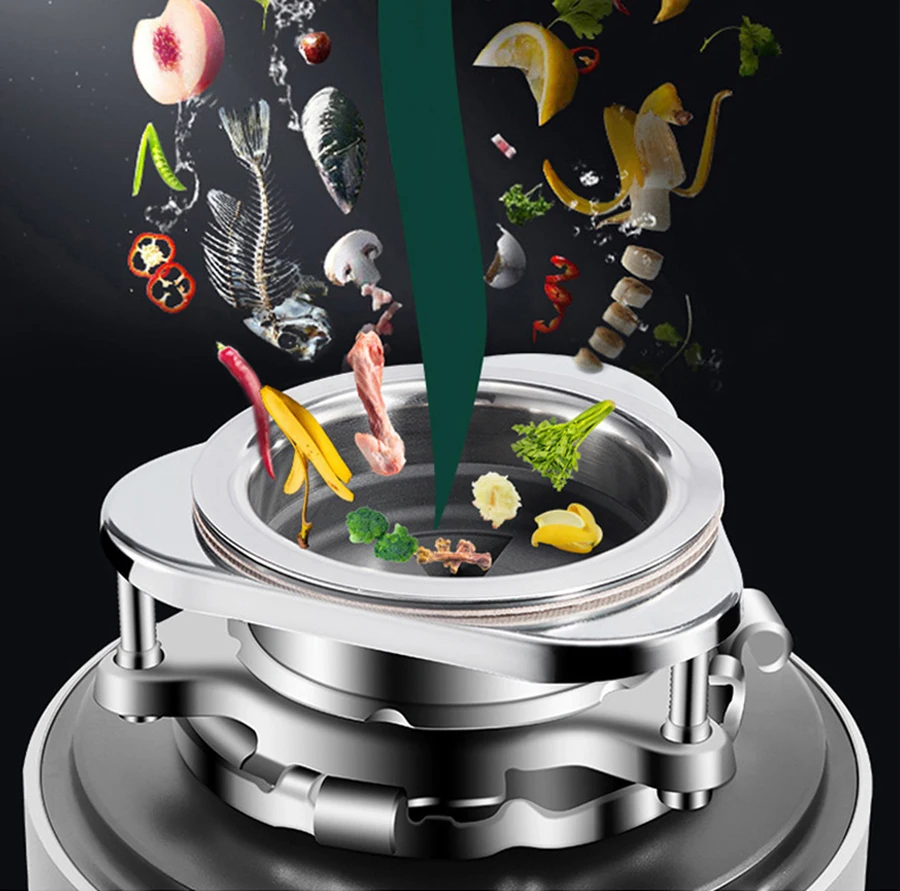 560W Kitchen Sink Food Waste Disposer TC4 Stainless Steel Level 7 Grinding System Continuous Input Food Crusher Garbage Disposal 6