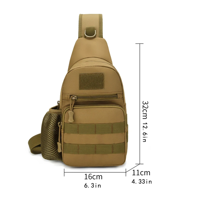 Tactical chest bag - suitable for hiking and cycling - with multiple pockets, water cup holder, solid structure