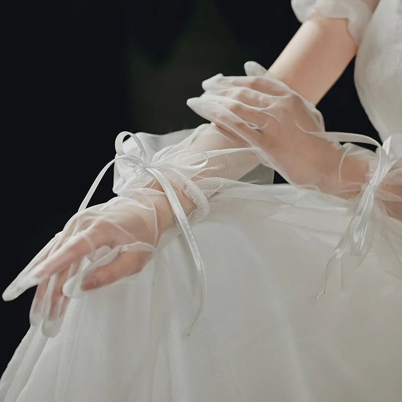 Wedding Dress Gloves Glove Mesh Tulle Spring Summer Short Party Dancing