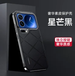 Luxury Ultra Thin Shockproof Plating Bumper Leather Phone Case for Mi 17 Pro (Black shandian)