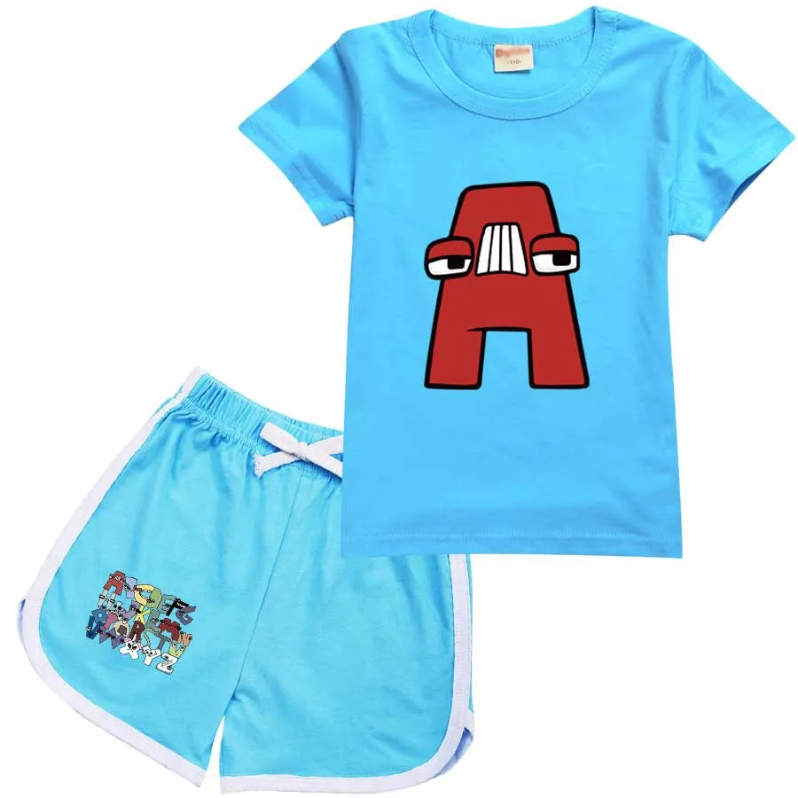 

Girls Clothing Sets Alphabet Lore Summer Cotton T-shirt 2pcs Kid Clothes Set Cartoon Children Clothing Toddler Girl Tops+Shorts