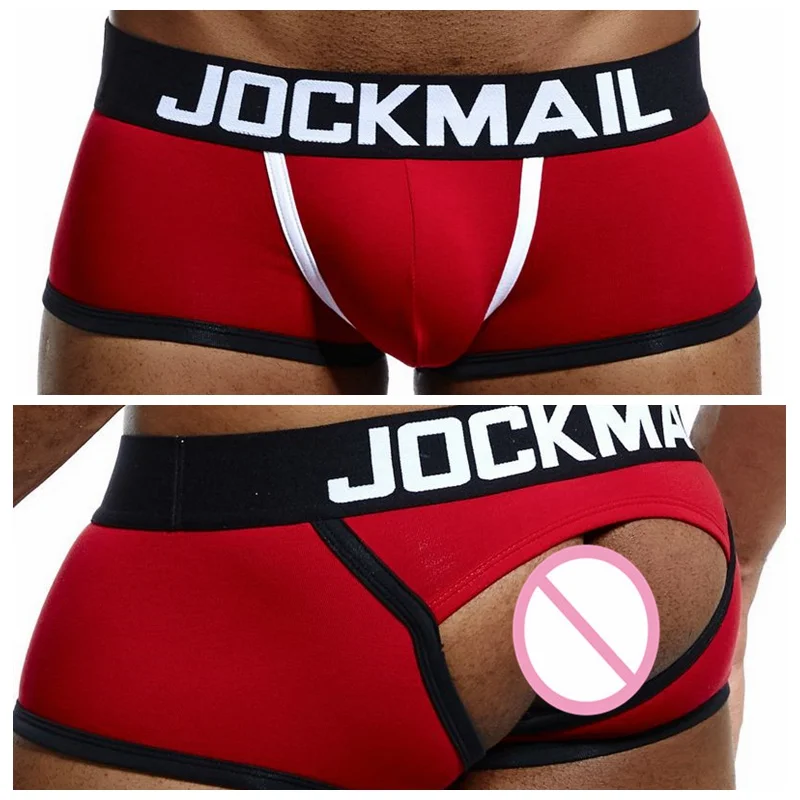 best mens underwear JOCKMAIL Brand Men Underwear Boxer shorts Backless Buttocks Cotton Sexy open back Gay Men Underwear JockStrap cuecas Gay panties mens boxers with pouch Boxers