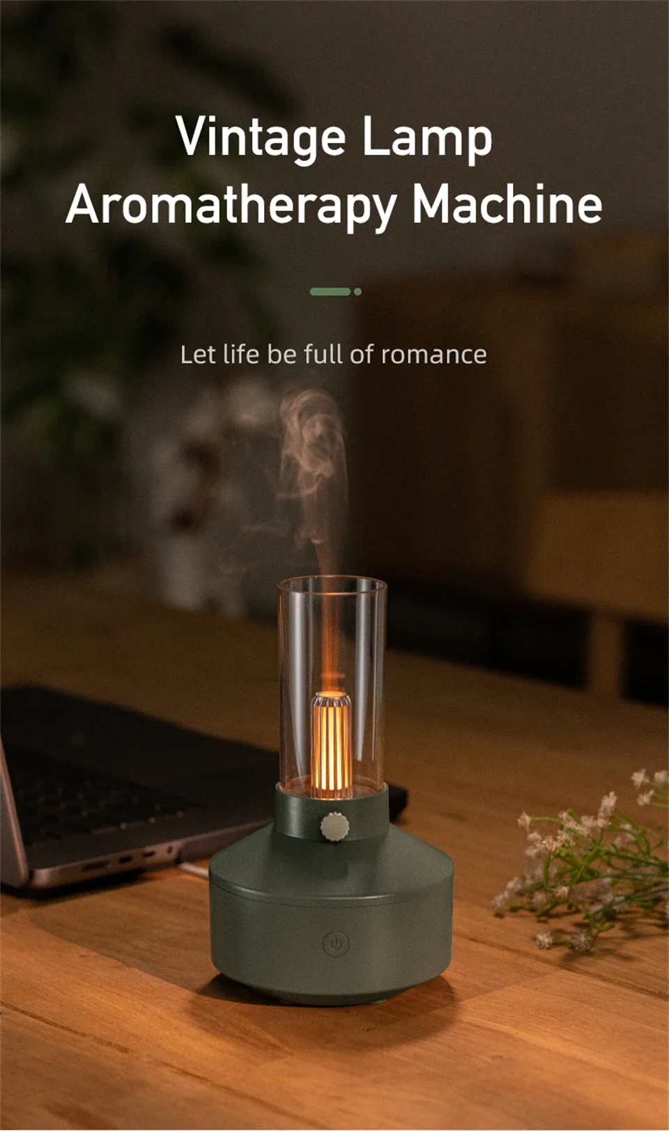 Description Picture 2 of itemRetro Kerosene Lamp Aromatherapy Diffuser Air Humidifier Home Room Fragrance USB Electric Ultrasonic Aroma Essential Oil Difusor