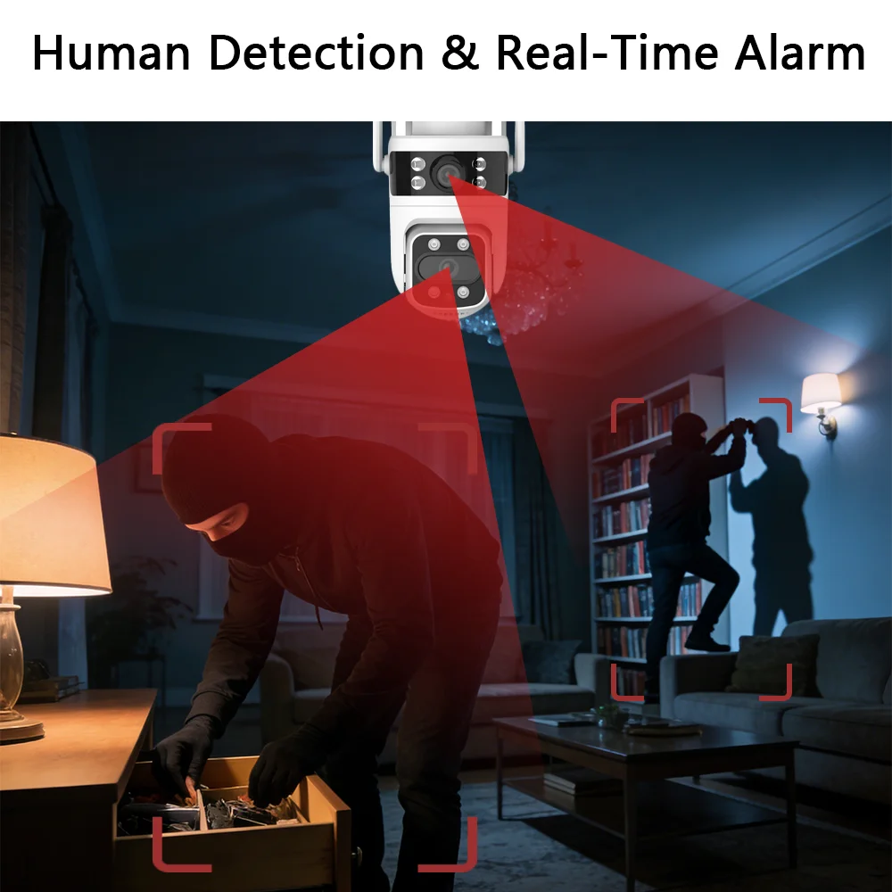 1-4pcs Y111 2K Dual Lens PTZ Outdoor Security Camera WiFi AI Human Detection Color Night Vision Two-Way Audio Smart Home Camera 6