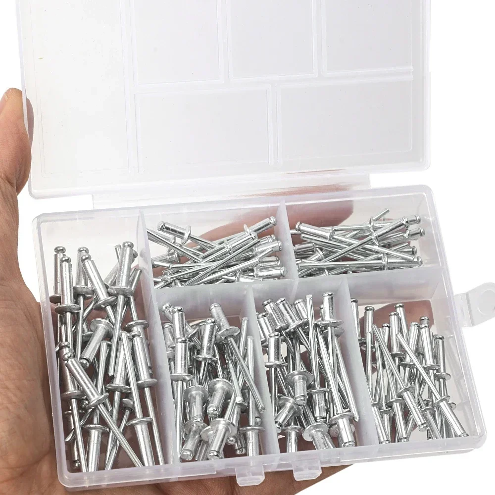 Rivets and Fasteners 120pcs Aluminum Alloy Riveter Sets Pop Rivets Assortment Kit Furniture Dome Head Blind Rivet Nut Tools