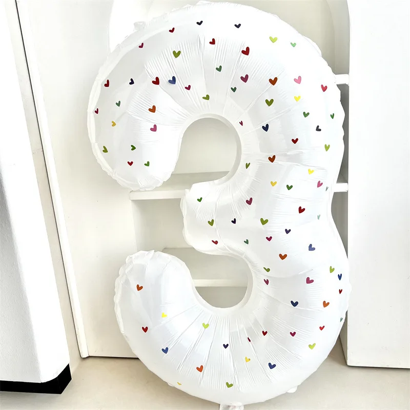 32 Inch Love White Digital Aluminum Film Balloon Fresh Party Prop Korean Style Birthday Cute Kids Baby Party