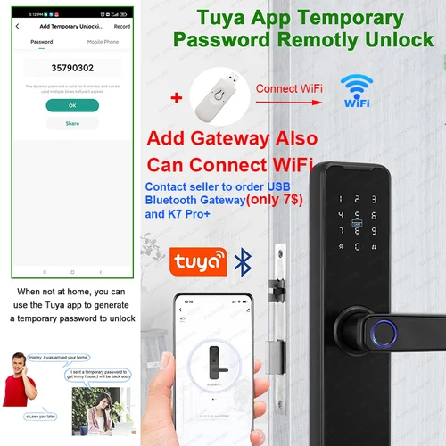 RAYKUBE K7 프로 + 지문 도어락 스마트 블루투스 투야 앱 원격 잠금 해제 키리스 전자 스마트 홈 4