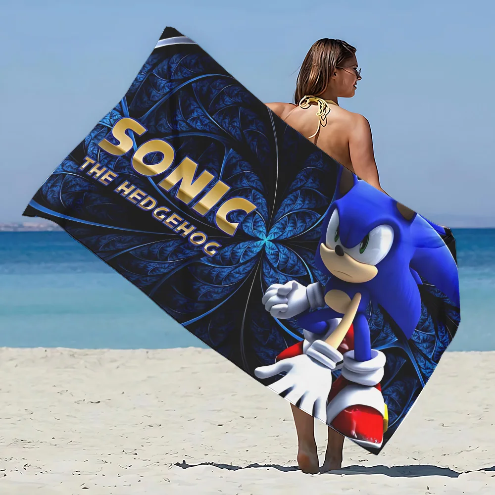 thumbnail image 1 of Toalla de playa de microfibra con dibujos animados de S-Sonics T-The Hedgehog, de secado rápido, suave, resistente a la arena, para piscina, para viajes, duchas y acampadas, 1 of 5