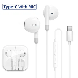 Stereo Music Earbud Wired Headphones with Mic and DAC Chip - Type C 3.5mm (Type C With MIC)