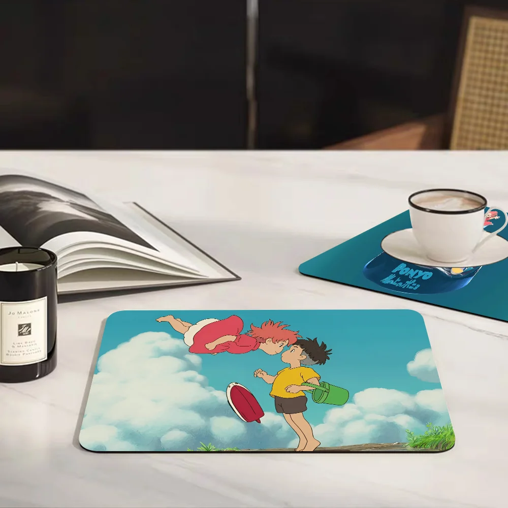 Cartoon Ponyo New Super Absorbent Coffee Dish Kitchen Absorbent Draining Mat Drying Mat Quick Dry Bathroom Placemat 6