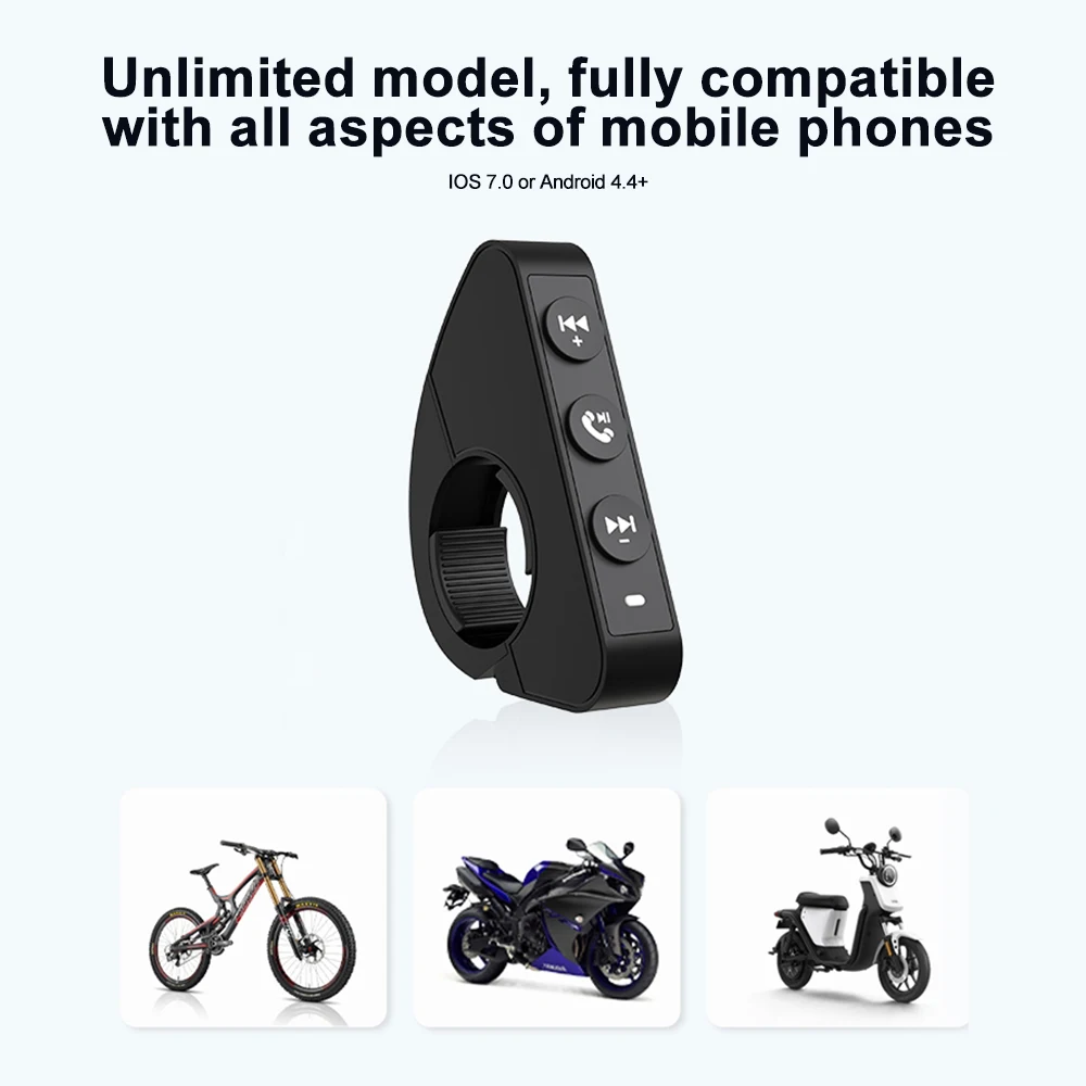 Kebidumei Bluetooth 5.3 Handlebar Remote Controller For Helmet Headset Motorcycle/Bike Waterproof Wireless Media Controller wireless media controller