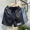 Summer 2025 Trendy American Style Men's Sporty Shorts Loose Beach Pants Breathable Elastic Waist Five-Quarter Casual Shorts