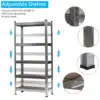 5 Tier Heavy Duty Steel Shelving Unit 11.8"W X 29.5"D X 59"H Garage Storage Rack Silver Simple Practical Design Rust Resistance 3