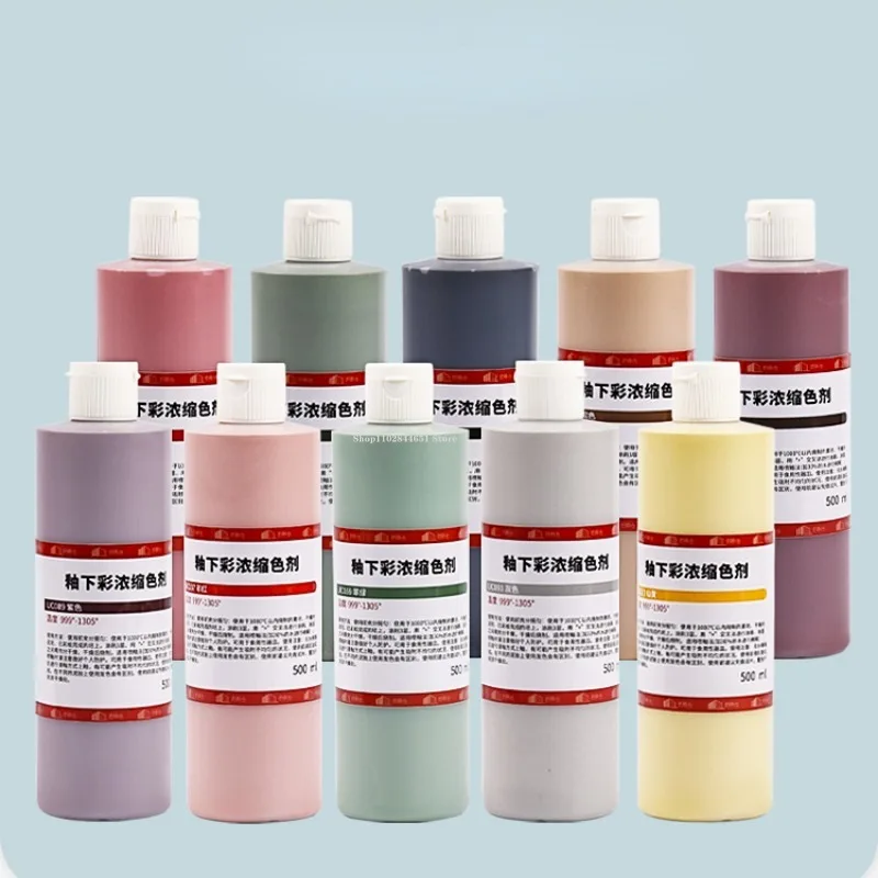 500ml Under Glaze Medium Temperature Concentrate Pigment Ceramic Glaze Pigment 999&deg;-1305&deg;DIY Pottery Painting Coloring Dye