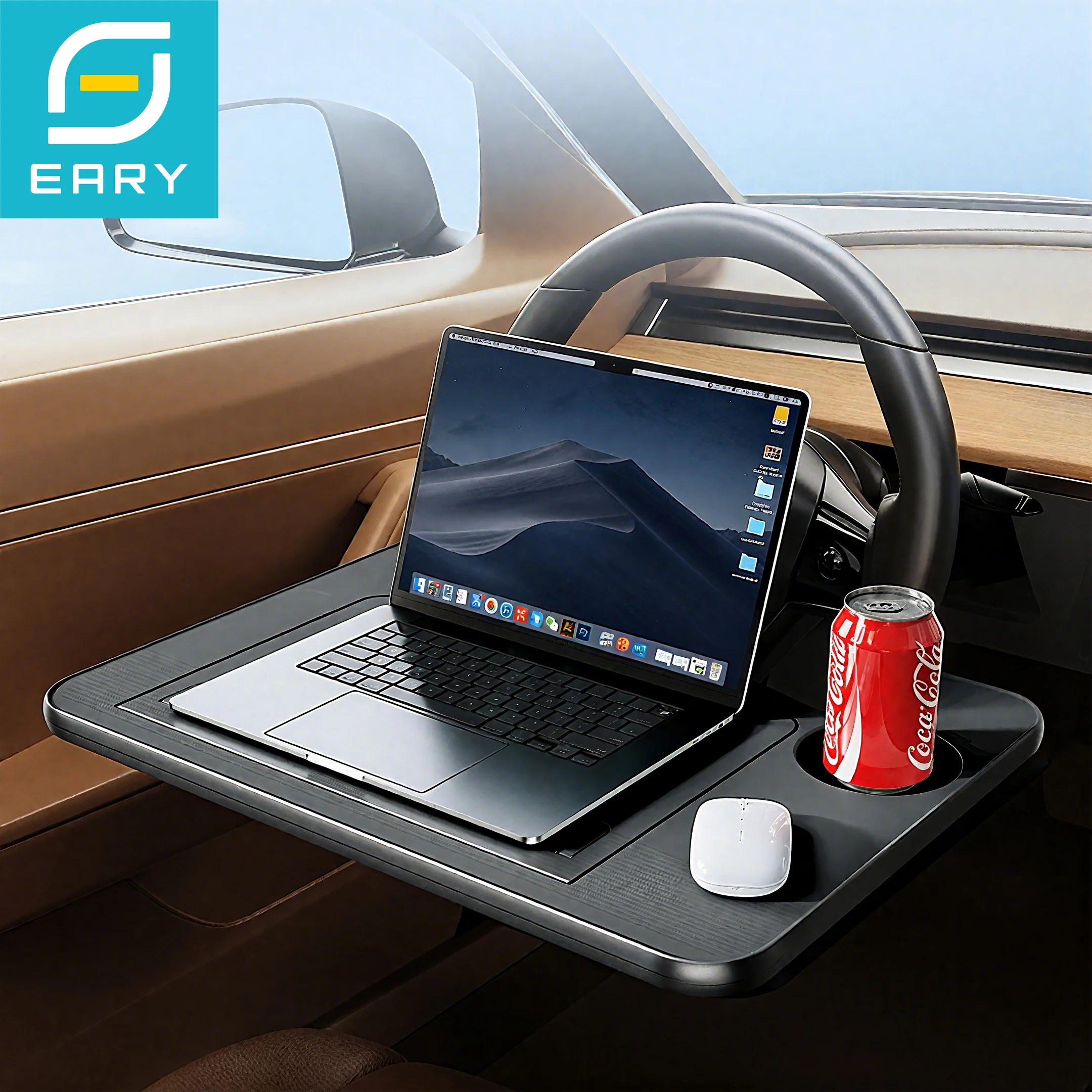 Eary Bureau de volant de voiture pour ordinateur portable, accessoires de voiture de voyage polyvalents, support de siège, plateaux de Table pour manger, boire, travailler