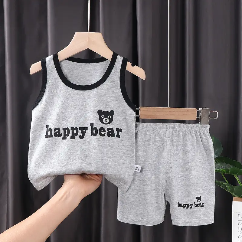 2PCS Children Sets Kids Clothes Vest Suit  Summer Children Clothing baby Cotton T-Shirts Shorts Tank Top  Boys Girls Sleeveless - Image 9