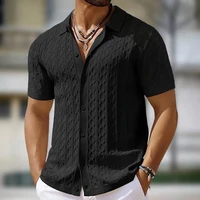Polo en tricot décontracté pour homme, manches courtes, boutonné, couleur unie, tricot texturé, léger, pour le quotidien et les occasions professionnelles 3