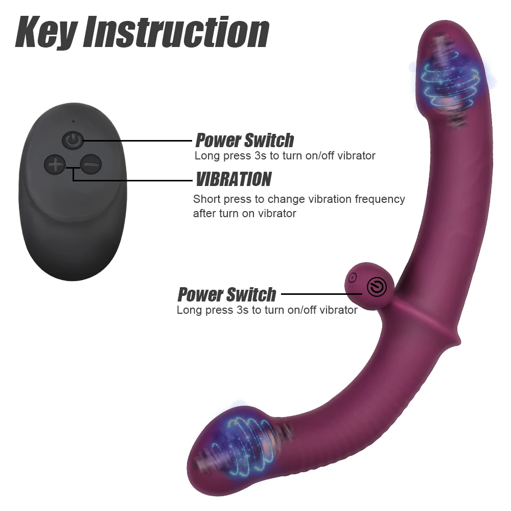 Dildo Strapless Strapo Vibratore G Spot Doppia testa Vibratig 10 Velocità Aal Massaggiatore per la Prostata Giocattolo del Sesso per Co_voghion.com