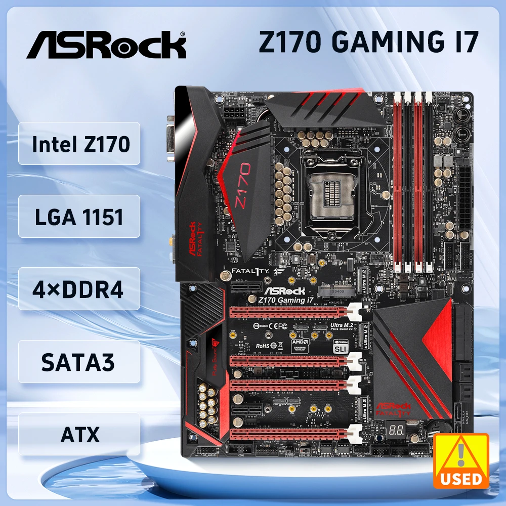 

ASRock Z170 GAMING I7 Motherboard Intel Z170 1151 4xDDR4 64GB USB 3.1 ATX Supports 6th/ 7th Gen Intel Core i5-7400 cpu