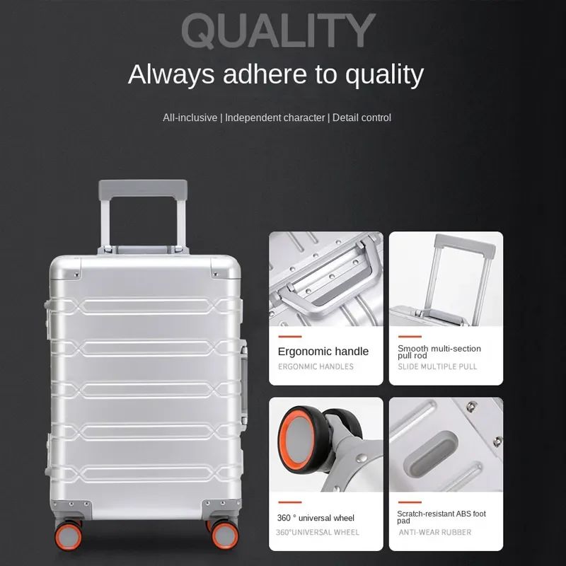 Suitcase Trolley Luggage bag Aluminum-magnesium alloy Travel Suitcase Rolling Luggage 20/24/29 inch Carry-On Cabin Trolley