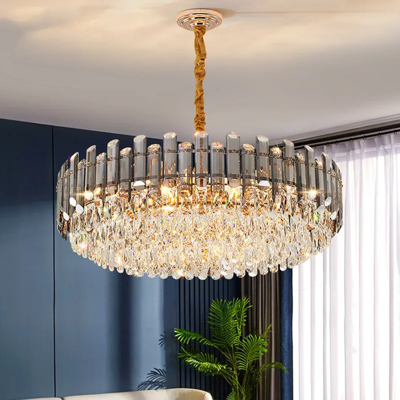 

Modern Luxury Ceiling Chandelier Transparent Soot Crystal for Dining Living Room Center Table Hall Home Decor Lusters Luminaires