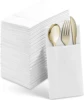 50PCS Disposable Linen-Feel Dinner Napkins with Built-in Flatware Pocket ,Prefolded Cloth Like Paper Napkins For Wedding Party 3