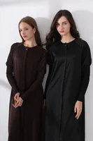 AS 2024 femme vêtements robe en satin boutonné design smocking manches robe maxi (Expédié en 1 jour) 2